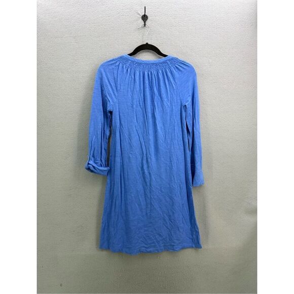 Lilly Pulitzer Womens Blue Smocked Quarter Sleeve Essie Mini Tunic Dress Small - Picture 3 of 10